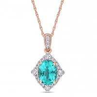 Julianna B 10K Rose Gold Apatite White Sapphire & 0.10CTW Diamond Pendant