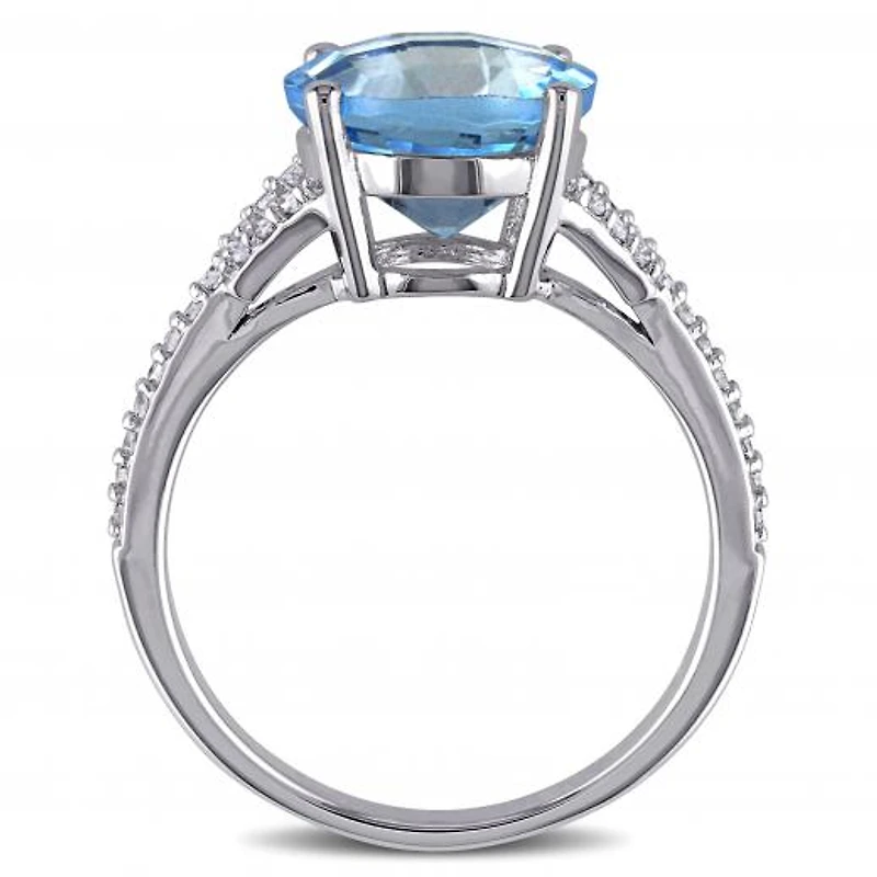Julianna B 14K White Gold Swiss Blue Topaz & Diamond Fashion Ring