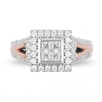 Enchanted Disney 14K White & Rose Gold Mulan 0.95CTW Bridal Ring