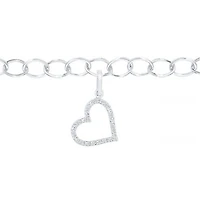 Sterling Silver Diamond Heart Charm Bracelet