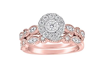 10K Rose & White Gold 0.50CTW Bridal Set