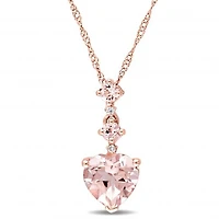 Julianna B 14K Rose Gold Heart Shaped Morganite & Diamond Accent Pendant