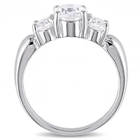 Julianna B Sterling Silver Oval Cut Created White Sapphire Three-Stone Ring