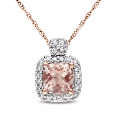 Julianna B 10K Rose Gold Morganite & 0.10CTW Diamond Pendant with Chain