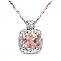 Julianna B 10K Rose Gold Morganite & 0.10CTW Diamond Pendant with Chain