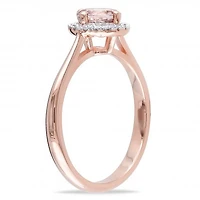 Julianna B Sterling Silver Morganite & 0.10CTW Diamond Halo Ring