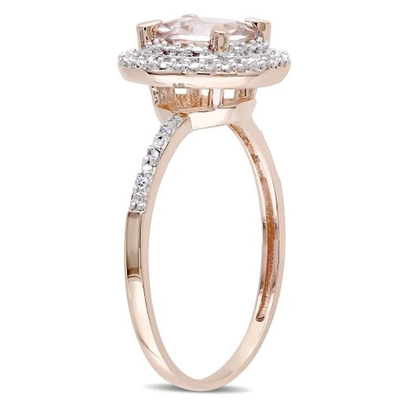 Julianna B 10K Rose Gold Morganite & 0.10CTW Diamond Halo Ring