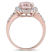 Julianna B 10K Rose Gold Oval-Shaped Morganite & 0.40CTW Diamond Halo Ring