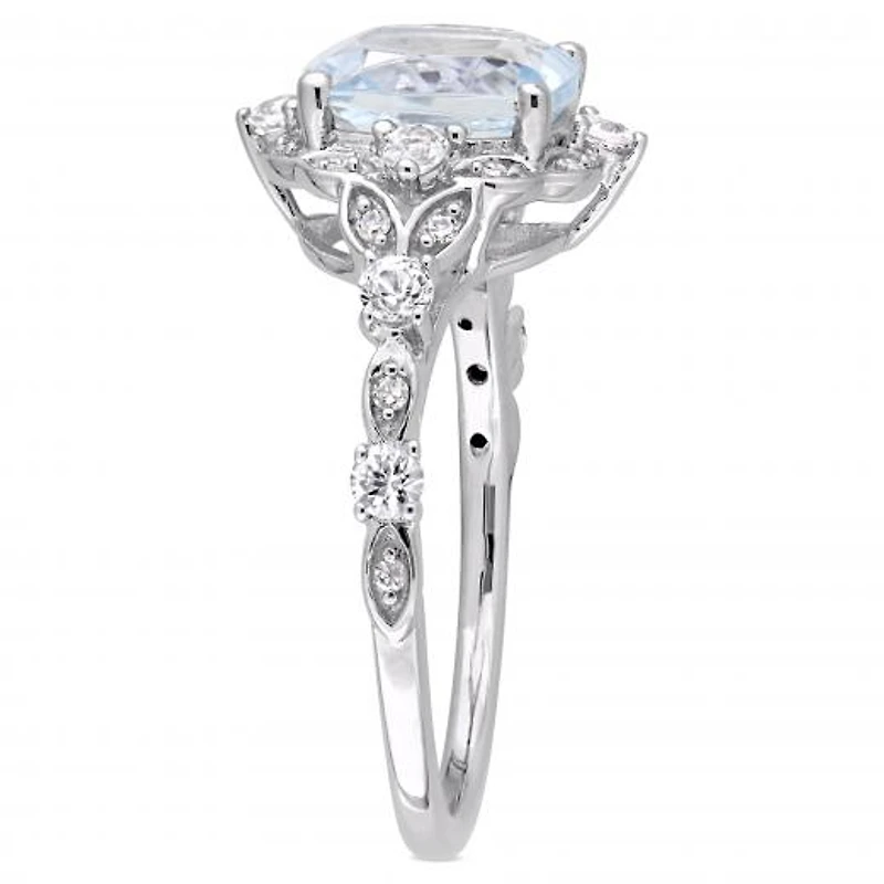 Julianna B 14K White Gold Aquamarine White Sapphire & Diamond Ring