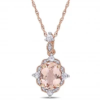 Julianna B 10K Rose Gold Morganite White Sapphire & Diamond Accent Drop Pendant
