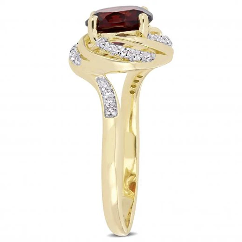 Julianna B Sterling Silver Garnet White Topaz & 0.04CTW Diamond Fashion Ring