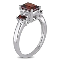 Julianna B 10K White Gold Garnet & 0.02CTW Diamond Fashion Ring