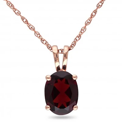 Julianna B 10K Rose Gold Garnet Pendant with Chain