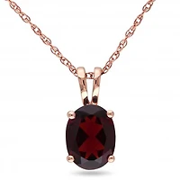 Julianna B 10K Rose Gold Garnet Pendant with Chain