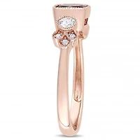 Julianna B 10K Rose Gold Garnet White Topaz & 0.03CTW Diamond Fashion Ring