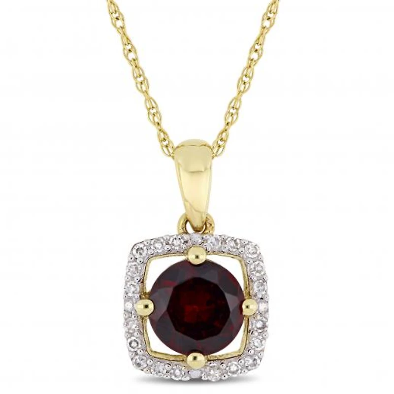 Julianna B 10K Yellow Gold Garnet & Diamond Pendant with Chain