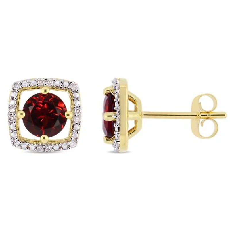Julianna B 10K Yellow Gold Garnet & Diamond Earrings