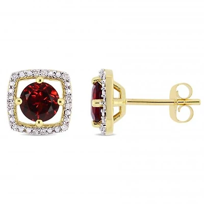 Julianna B 10K Yellow Gold Garnet & Diamond Earrings