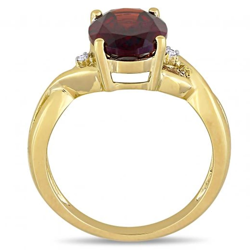 Julianna B 10K Yellow Gold Garnet & 0.01CTW Diamond Fashion Ring