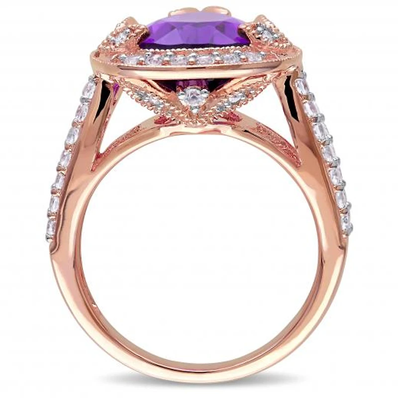 Julianna B Sterling Silver Amethyst White Topaz & 0.05CTW Diamond Ring