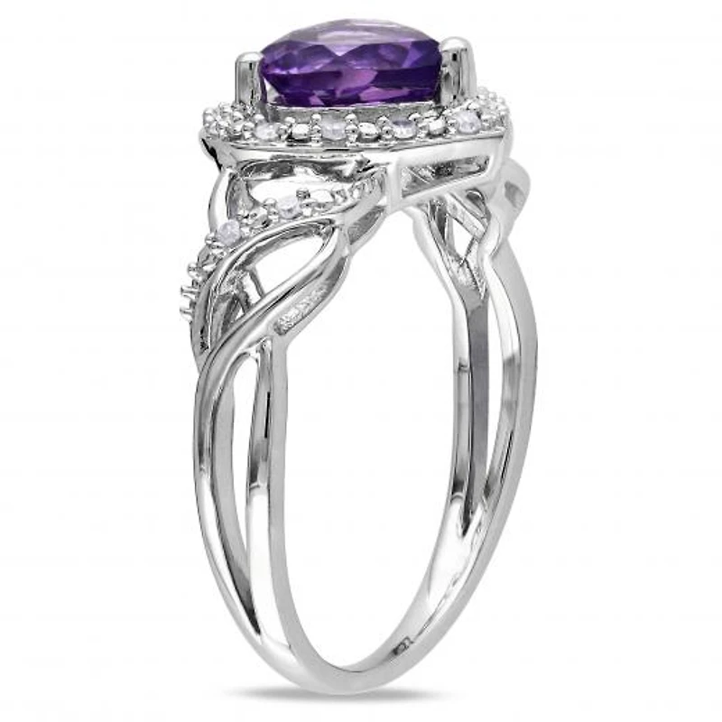 Julianna B Sterling Silver Amethyst & 0.10CT Diamond Fashion Ring