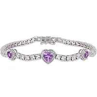 Julianna B Sterling Silver Amethyst & Created White Sapphire Bracelet