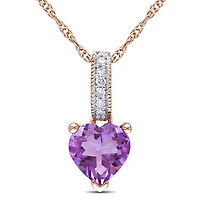 Julianna B 10K Rose Gold Amethyst & Diamond Heart Pendant