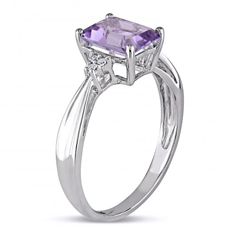 Julianna B 10K White Gold Amethyst & 0.03CTW Diamond Fashion Ring