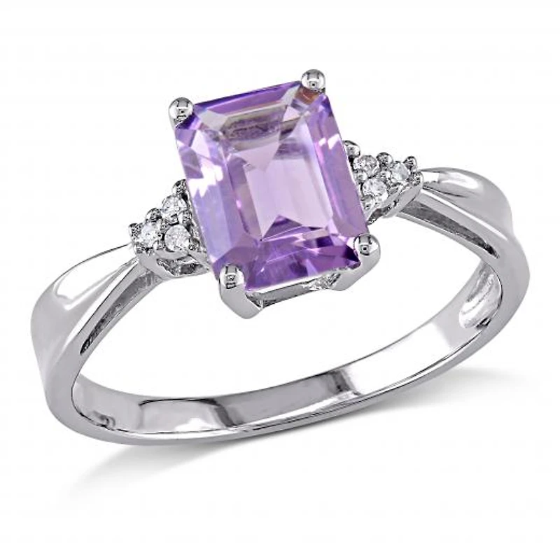 Julianna B 10K White Gold Amethyst & 0.03CTW Diamond Fashion Ring