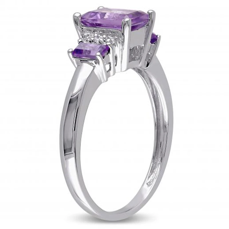 Julianna B 10K White Gold Amethyst & 0.02CTW Diamond Fashion Ring