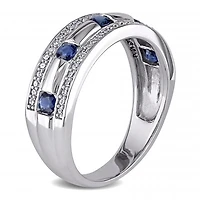 Julianna B 10K White Gold 0.25CTW Diamond & Sapphire Anniversary Band