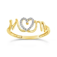 10K Yellow Gold Diamond Mom Ring
