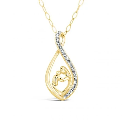 10K Yellow Gold Mother Child Diamond Infinity Necklace