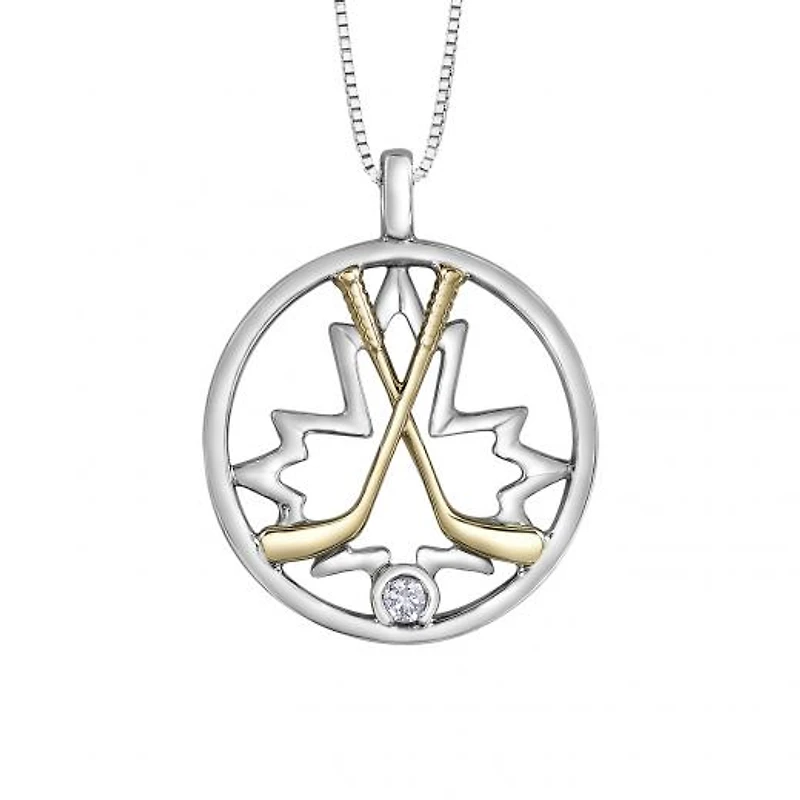 Glacier Fire Sterling Silver 10K Yellow Gold Diamond Hockey Pendant