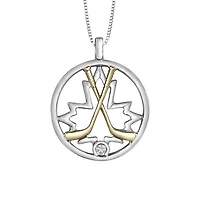 Glacier Fire Sterling Silver 10K Yellow Gold Diamond Hockey Pendant