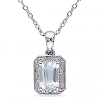 Julianna B Sterling Silver Aquamarine & Diamond Pendant with Chain
