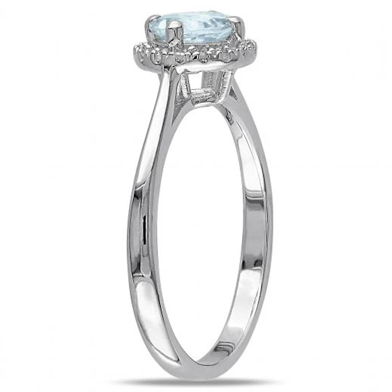 Julianna B Sterling Silver Aquamarine & 0.10CT Diamond Fashion Ring