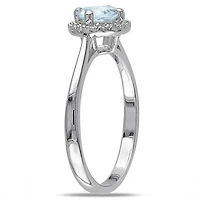 Julianna B Sterling Silver Aquamarine & 0.10CT Diamond Fashion Ring