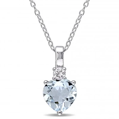 Julianna B Sterling Silver Aquamarine & Created White Sapphire Pendant