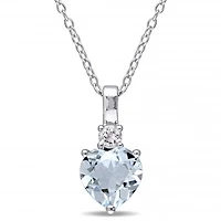 Julianna B Sterling Silver Aquamarine & Created White Sapphire Pendant