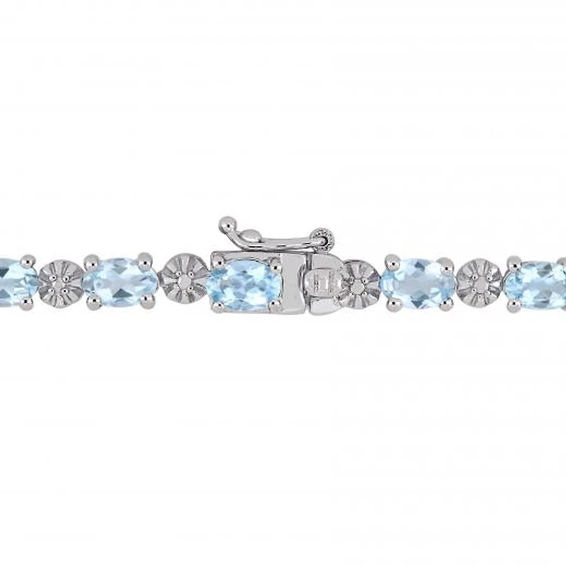 Julianna B Sterling Silver Aquamarine & Diamond Bracelet