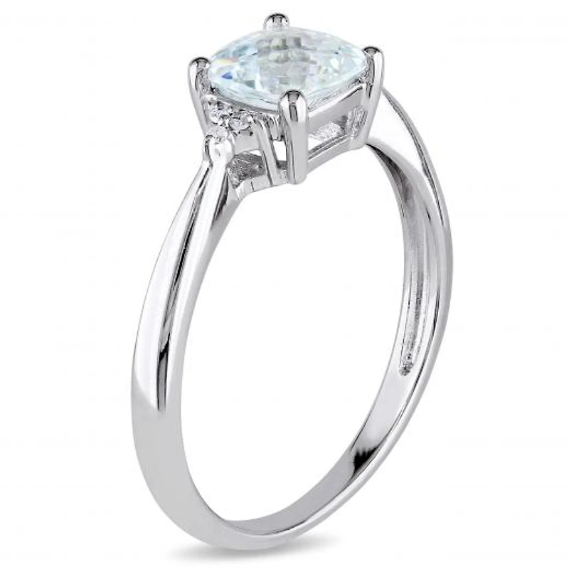Julianna B 10K White Gold Aquamarine & 0.02CTW Diamond Fashion Ring