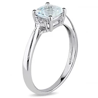Julianna B 10K White Gold Aquamarine & 0.02CTW Diamond Fashion Ring
