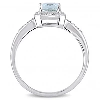 Julianna B 10K White Gold Aquamarine & 0.06CTW Diamond Fashion Ring