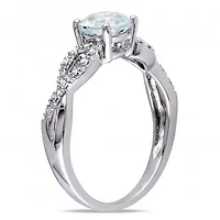 Julianna B 10K White Gold Aquamarine & 0.08CTW Diamond Fashion Ring