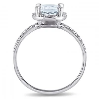 Julianna B 10K White Gold Aquamarine & 0.05CTW Diamond Fashion Ring