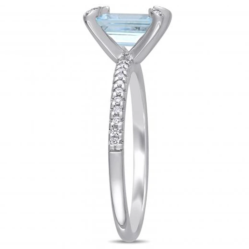 Julianna B 14K White Gold Aquamarine & 0.10CTW Diamond Fashion Ring