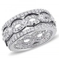 Julianna B Sterling Silver with Black Rhodium Cubic Zirconia Twist Ring