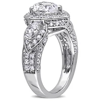 Julianna B Sterling Silver Created White Sapphire Teardrop Halo Vintage Ring