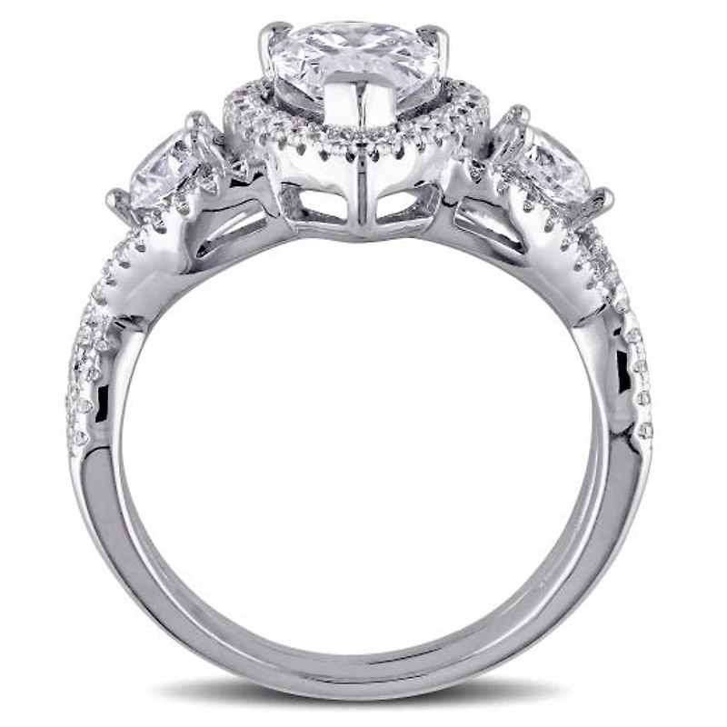 Julianna B Sterling Silver Halo Pear Shaped Cubic Zirconia Bridal Set